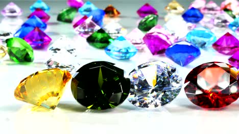 colorful gems on white background