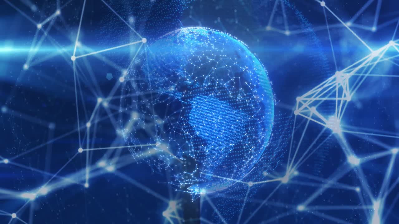 animación del globo con conexiones y procesamiento de datos