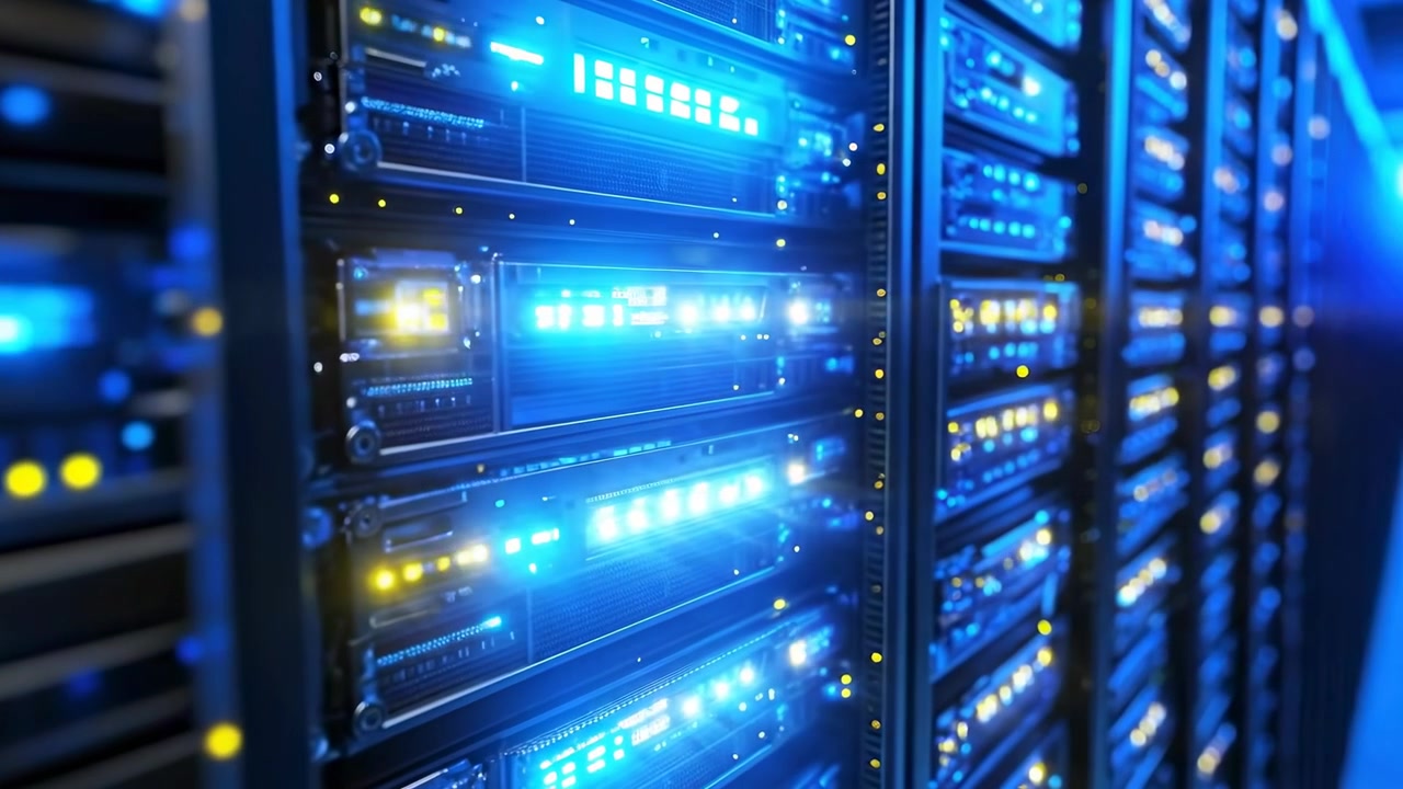 Blinking Lights on Server Racks in a Modern Data Center