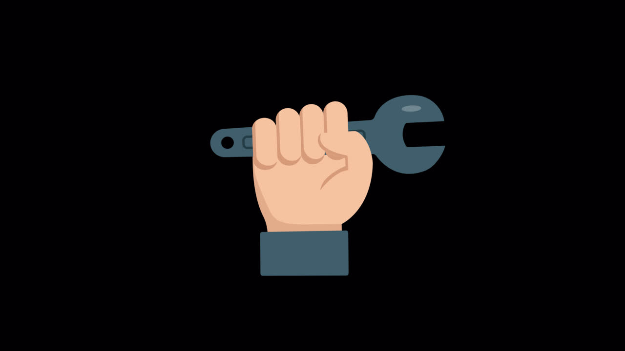 Animated Hand Holding a Wrench Tool