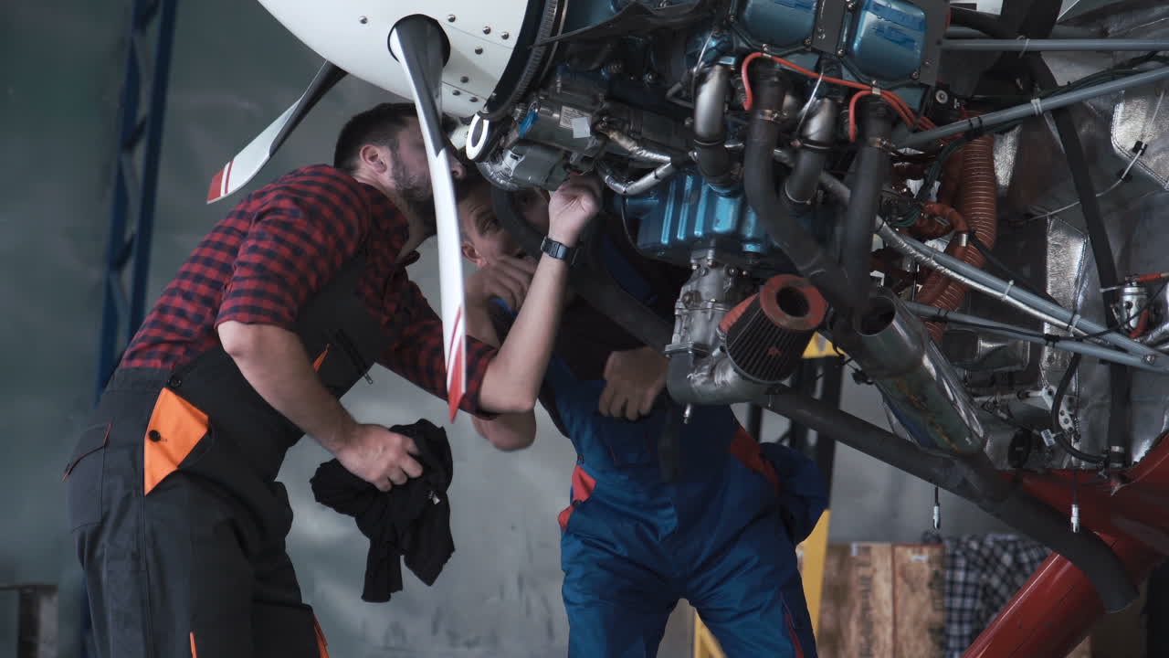 Airplane Engine Maintenance by Mechanics