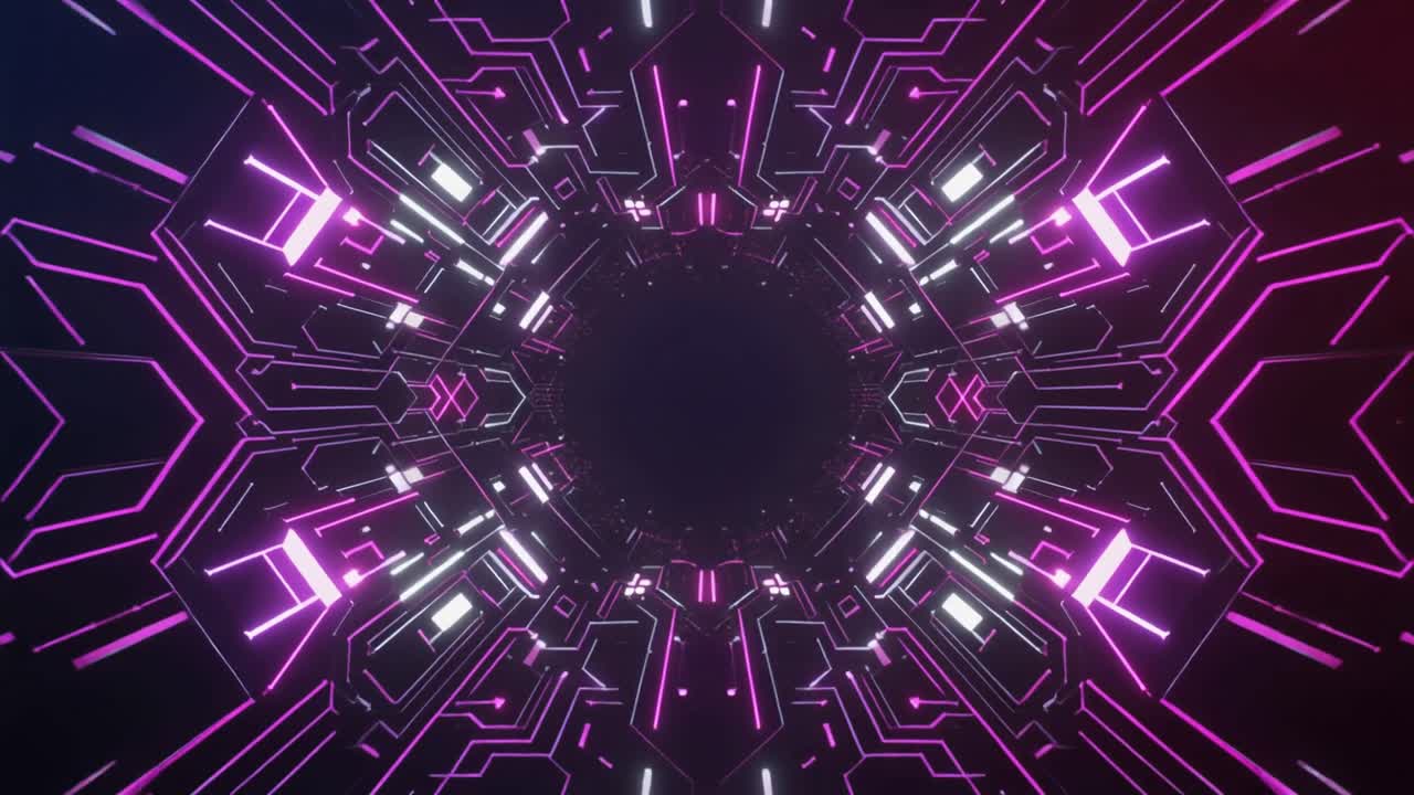 Tunnel Digitale Futuristico con Luci al Neon Luminose