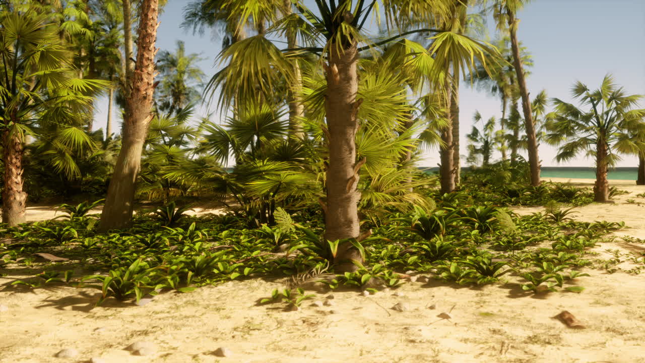 playa tropical con palmeras