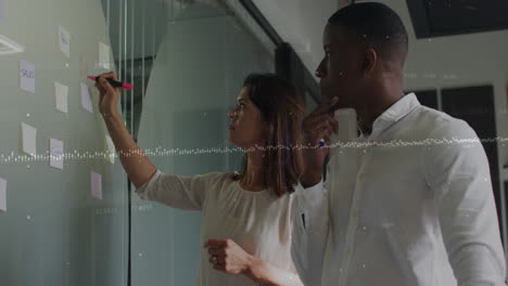 Animation depicts global business communication through smartphone and social media notifications.