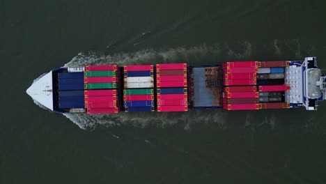 loaded container vessel sailing on a dutch river