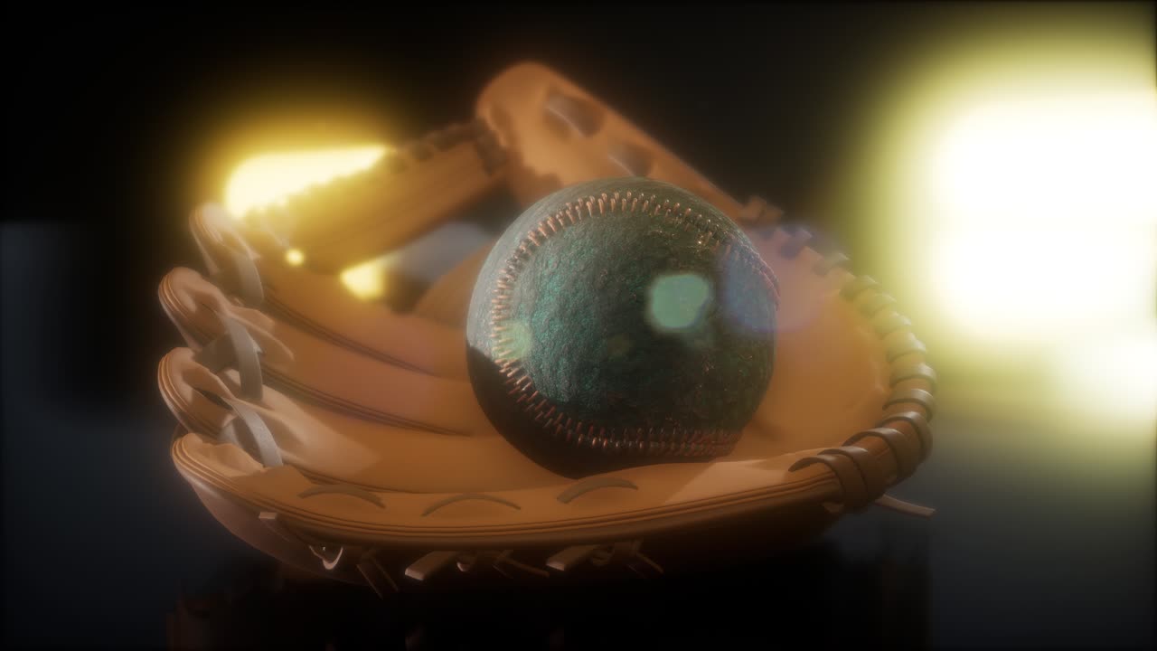 어두운 배경에 야구와 손잡이