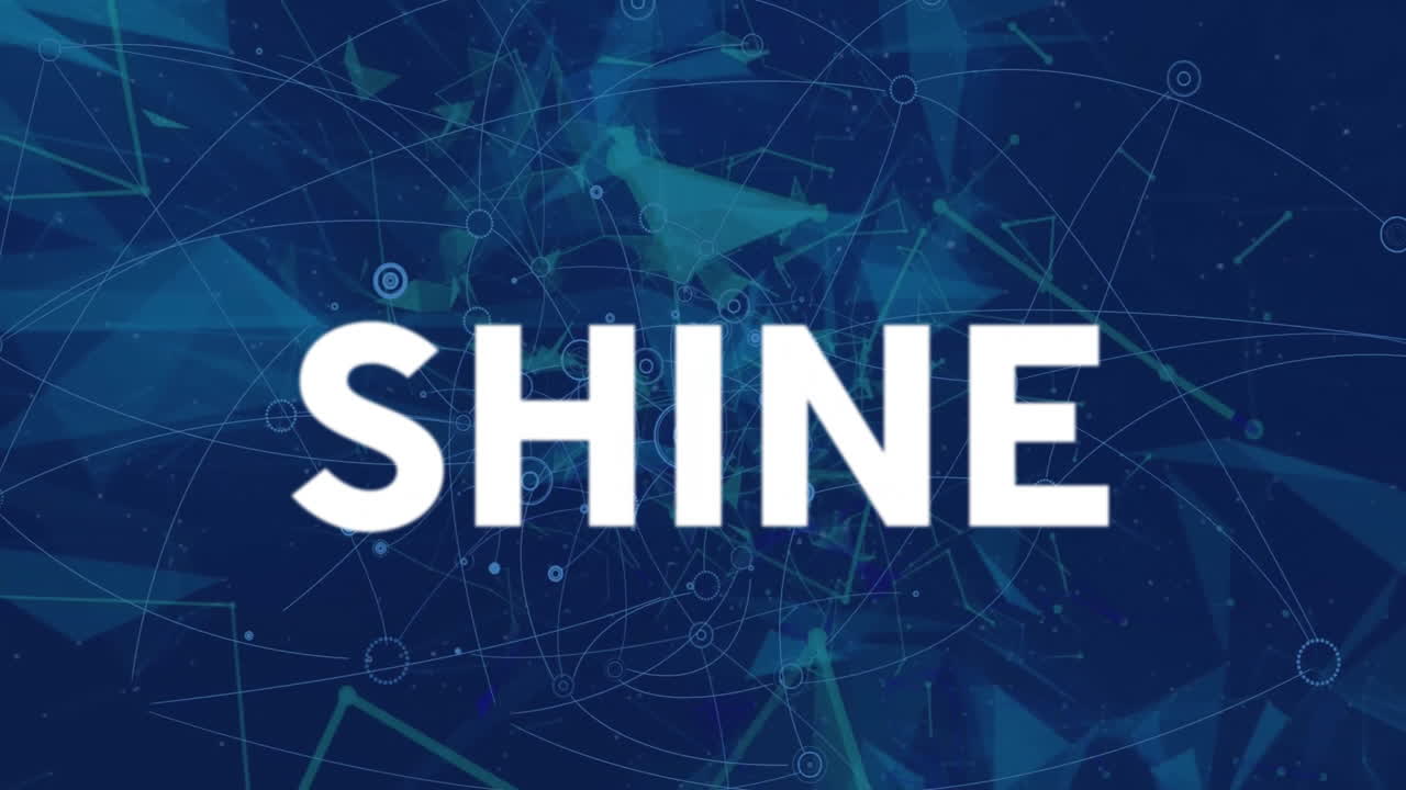 Animation of shine text network of connections on blue background