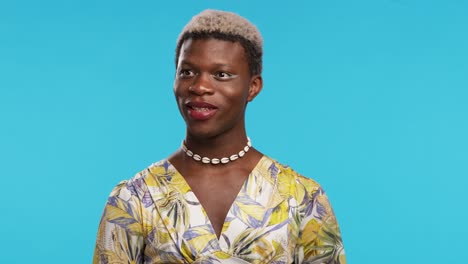 happy and excited transgender person screaming while celebrating good news.