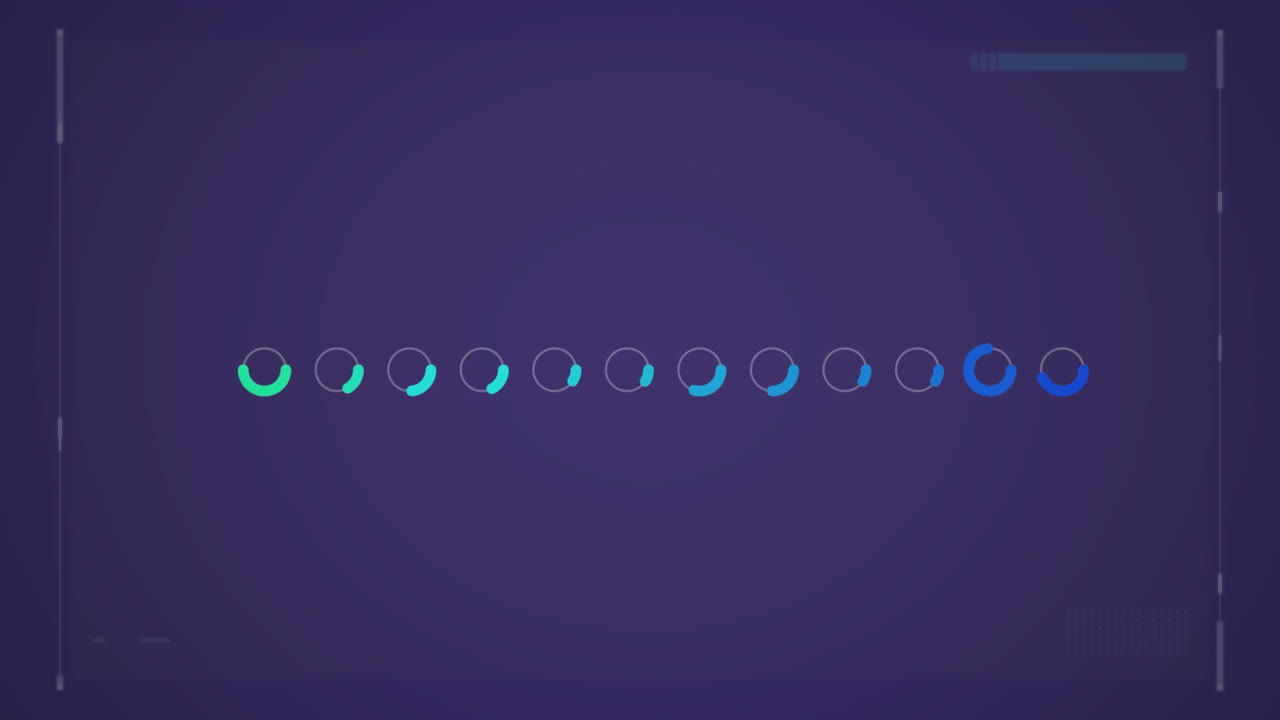 fila de contornos circulares llenos de azules y verdes