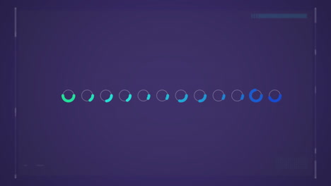 fila de contornos circulares llenos de azules y verdes