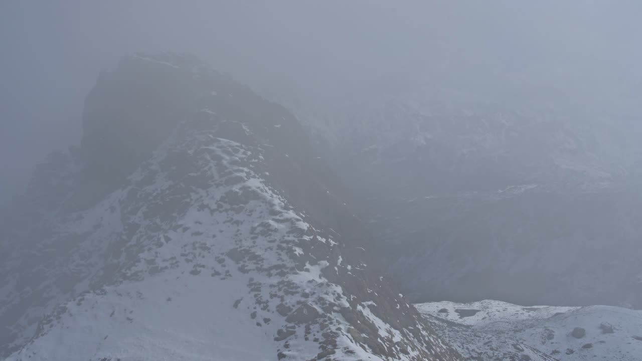 Snow caped mountains, drifting clouds, timelapse High Tauern Austria