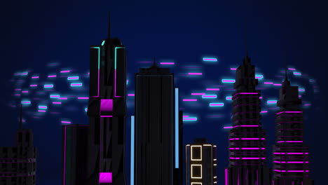 animación del procesamiento de datos sobre el paisaje urbano