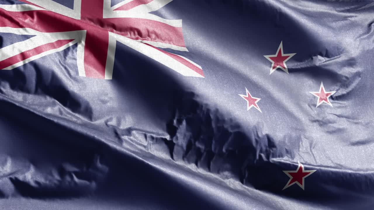 뉴질랜드 섬유 발이 바람에 흔들리며, 뉴질랜드 발은 바람에서 흔들리고, 섬유 조직은 완전히 채우는 배경, 10 초 루프.