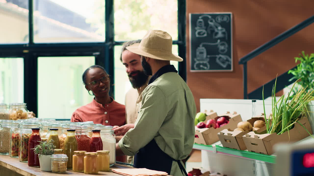 comerciante que ofrece una alternativa a los alimentos biológicos