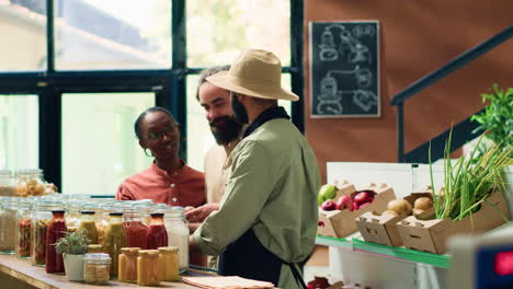 merchant offering bio food alternative