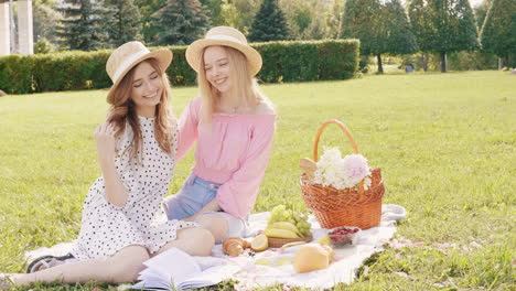 two friends enjoying a picnic in the park