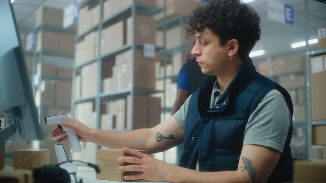 Warehouse Worker Processing Orders