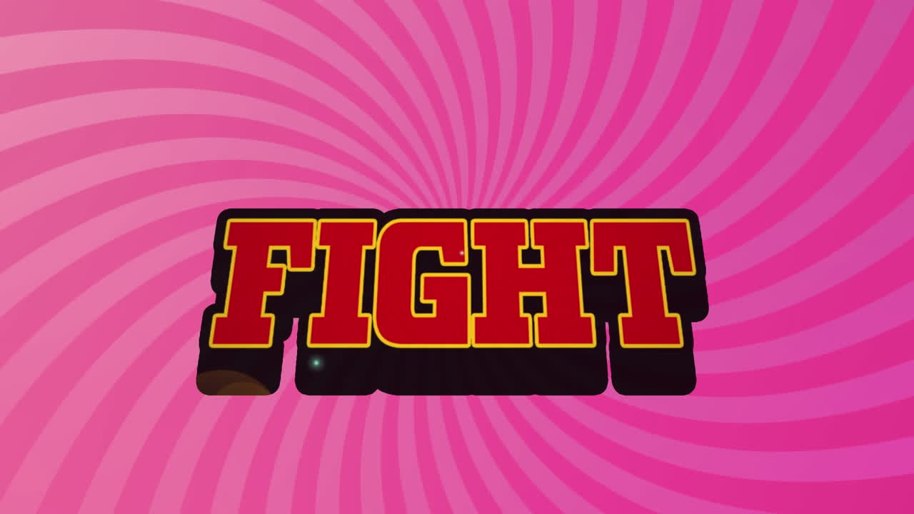 animación de una pancarta de texto de lucha contra los rayos radiales en un patrón sin costuras sobre fondo rojo