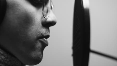 singer recording in studio