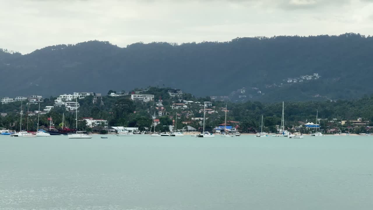 Gulf of Thailand coastline Koh Samui island Southeast Asia nature fishing boats shore