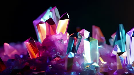 multicolored crystals closeup on a black background