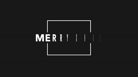 modern merry xmas text in frame on black gradient