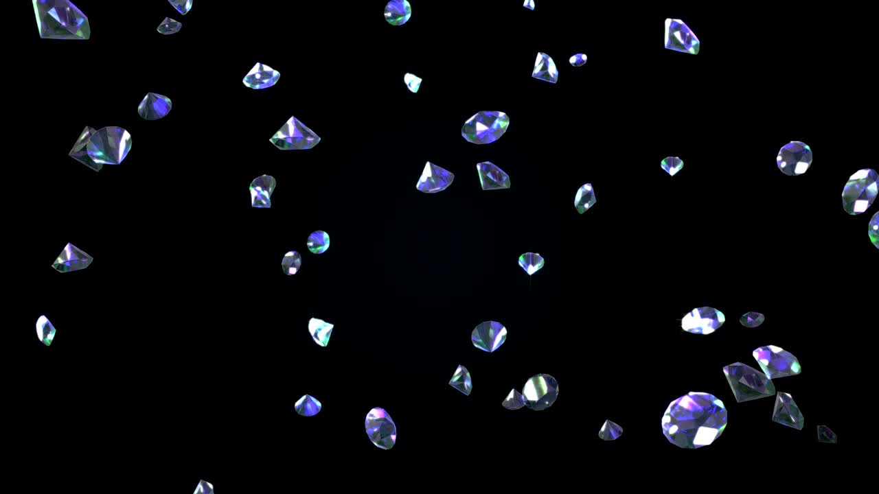 다이아몬드가 떨어지는 아름다운 배경. 끊임없는 루프