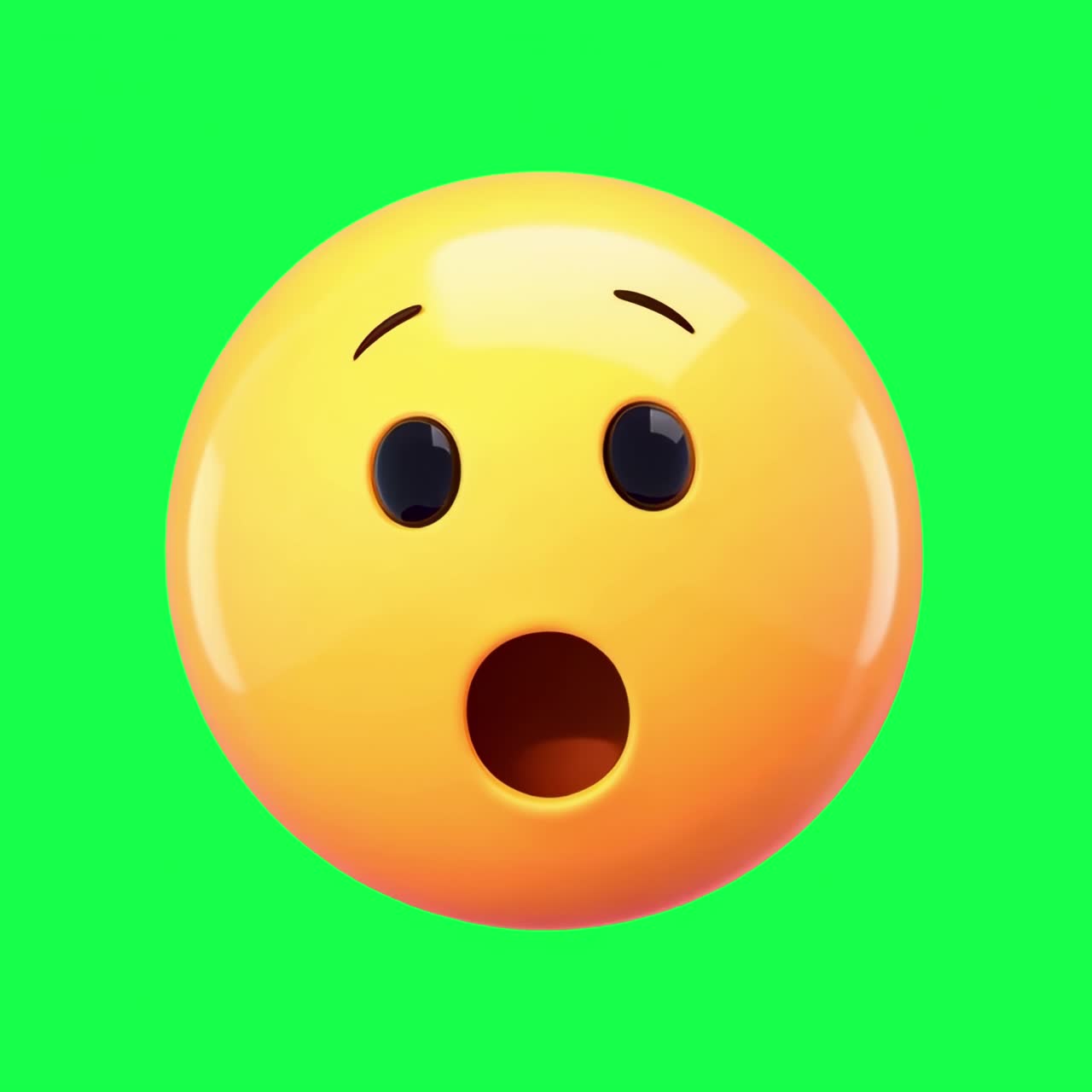 Surprised emoji animation, transparent 4K video, green screen