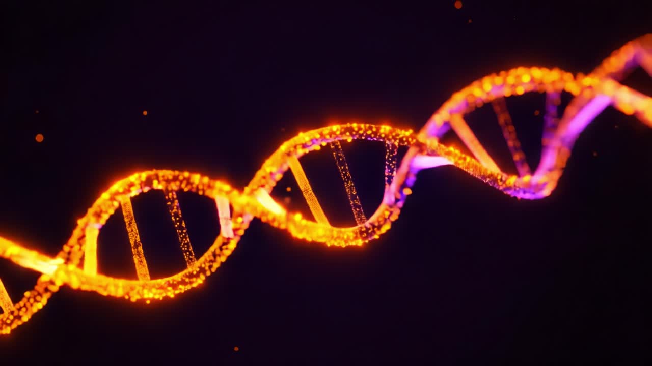 A Stunning Visual Representation of DNA Helix Structure Featuring Vibrant Colors and Intricate Particles, Showcasing the Elegance of Genetic Materials in a Captivating Design