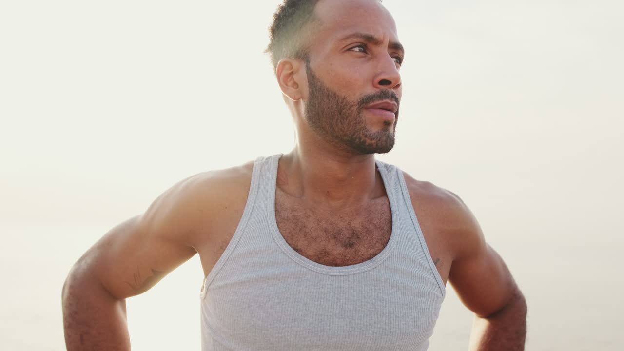 Fitness-focused man in outdoor setting