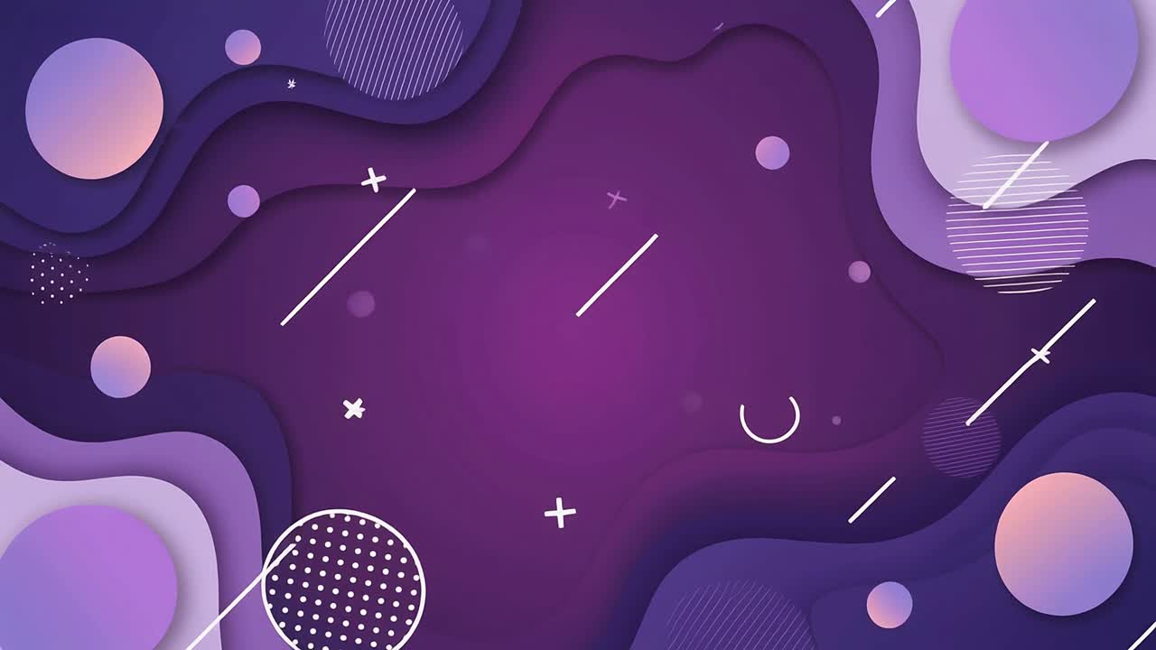 Abstract Purple Wavy Background with Animated Geometric Shapes