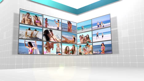 varios clips diferentes de personas en la playa