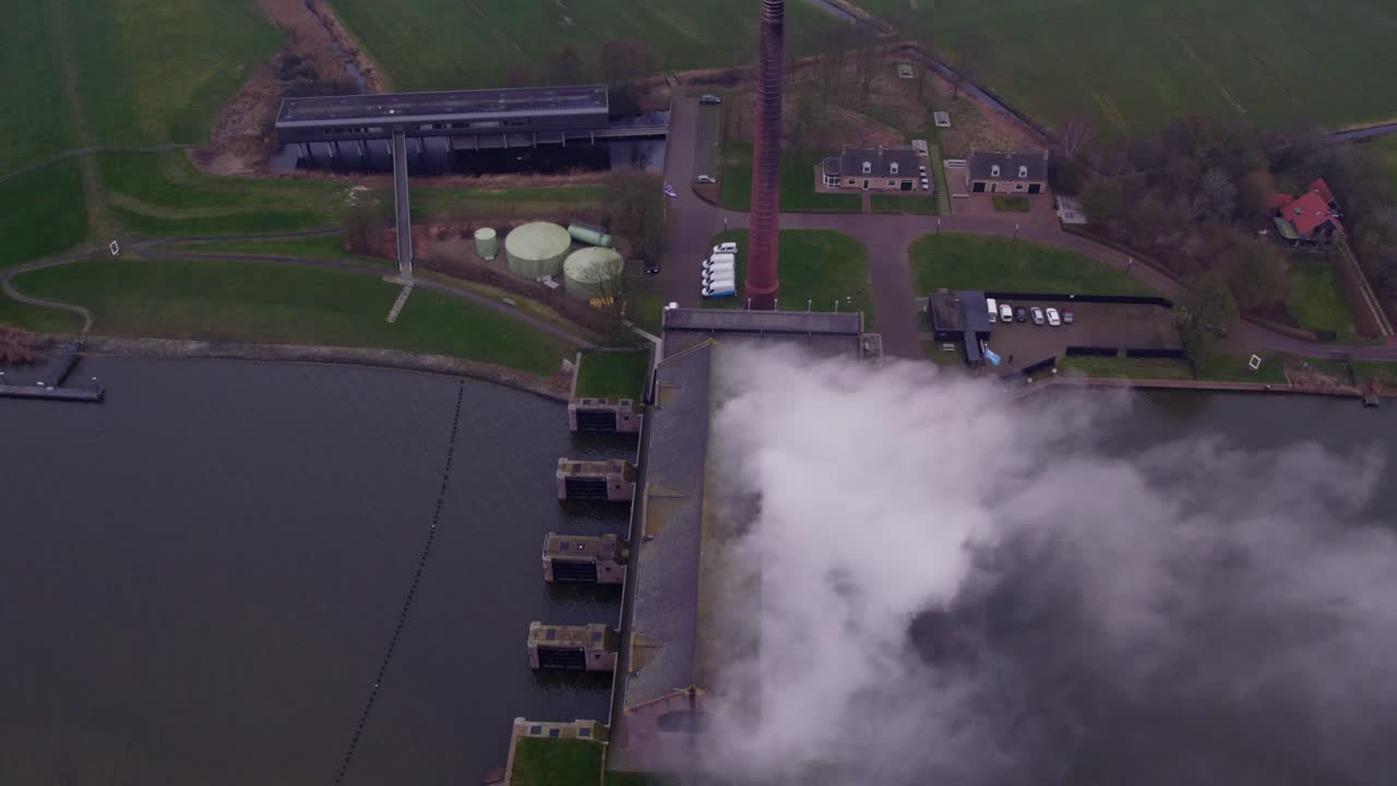 Woudagemaal in Lemmer at sunrise, UNESCO site, steamy engineering