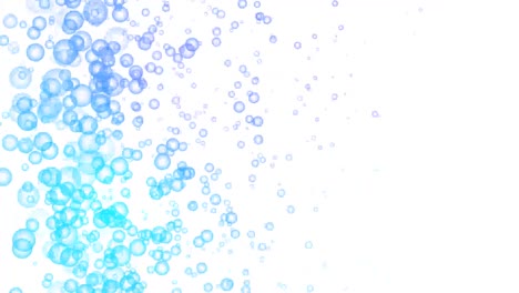 abstract aqua water bubbles floating fire effect on left isolated background