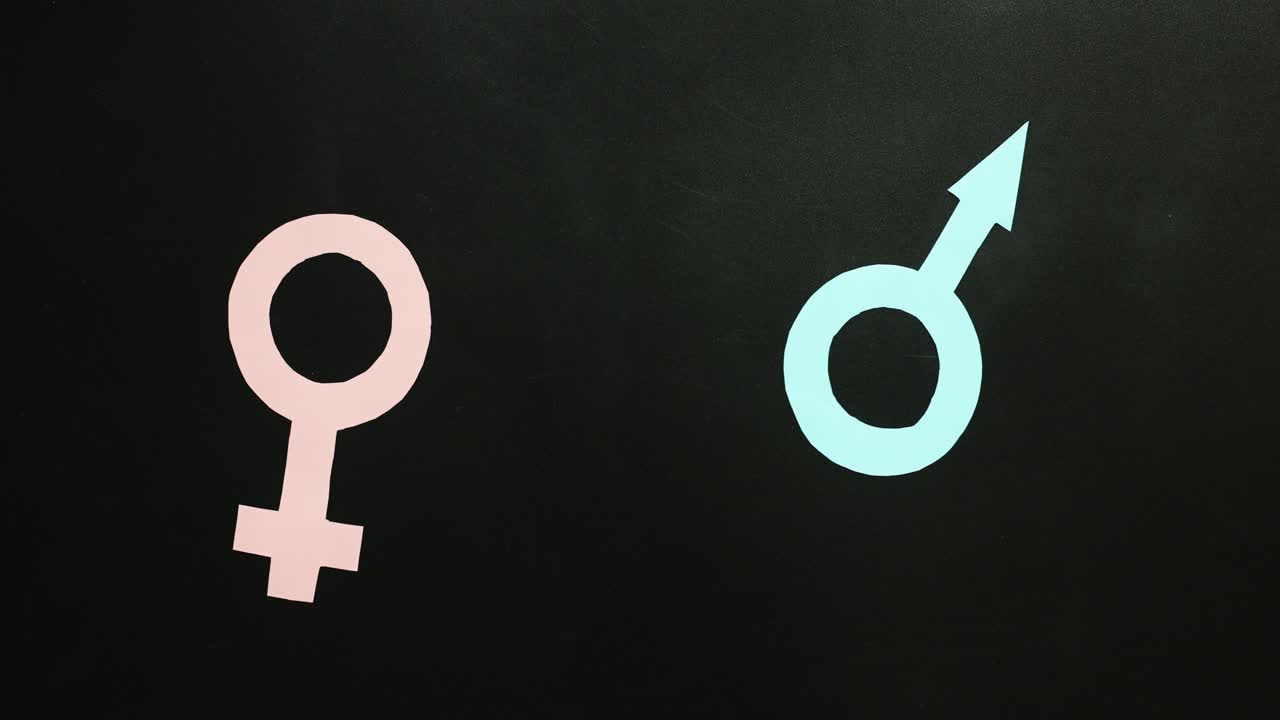 Concetto di parità di genere con simboli maschili e femminili
