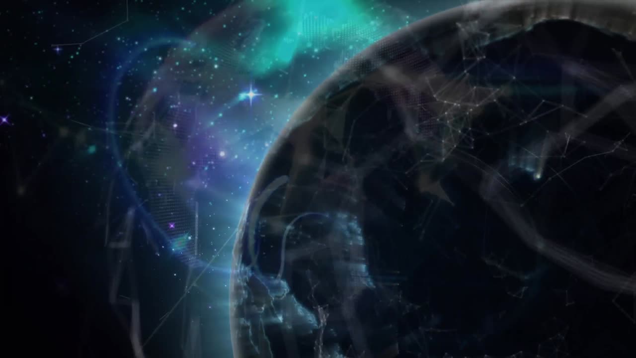 animación del globo con una red de conexiones con puntos brillantes