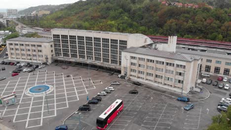 aerial view of an old train station