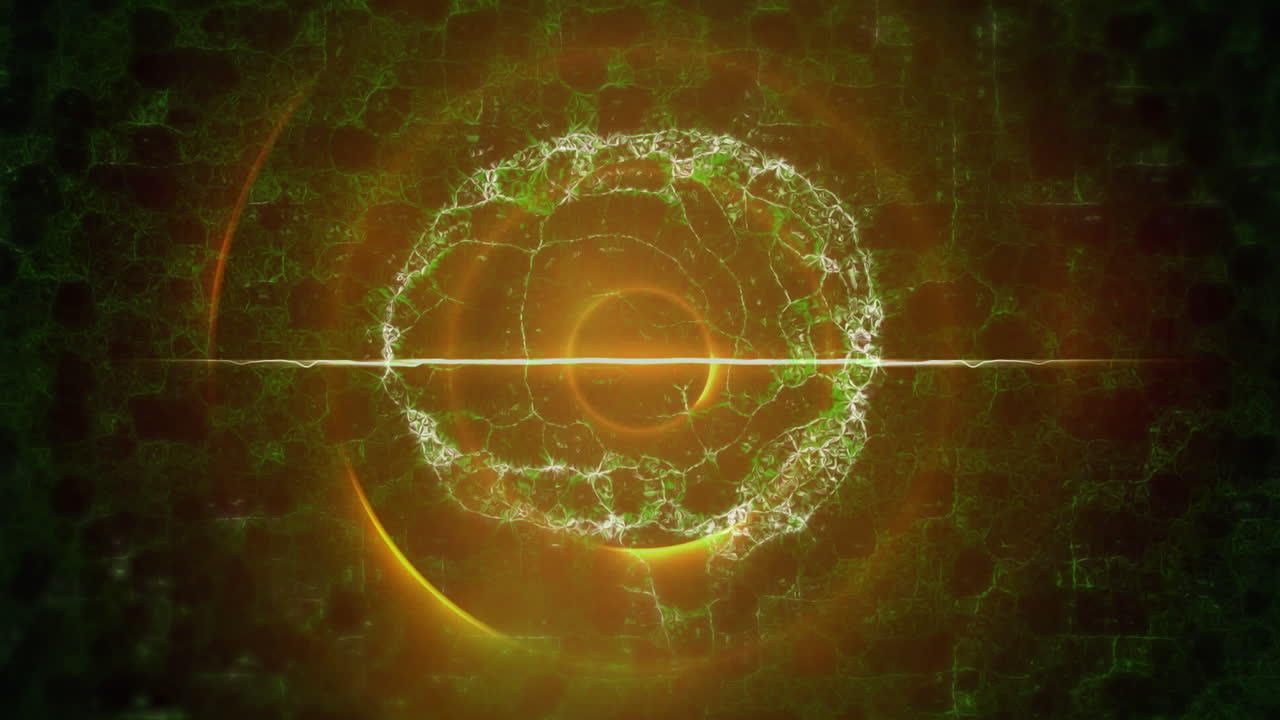 animación del cerebro digital sobre círculos naranjas