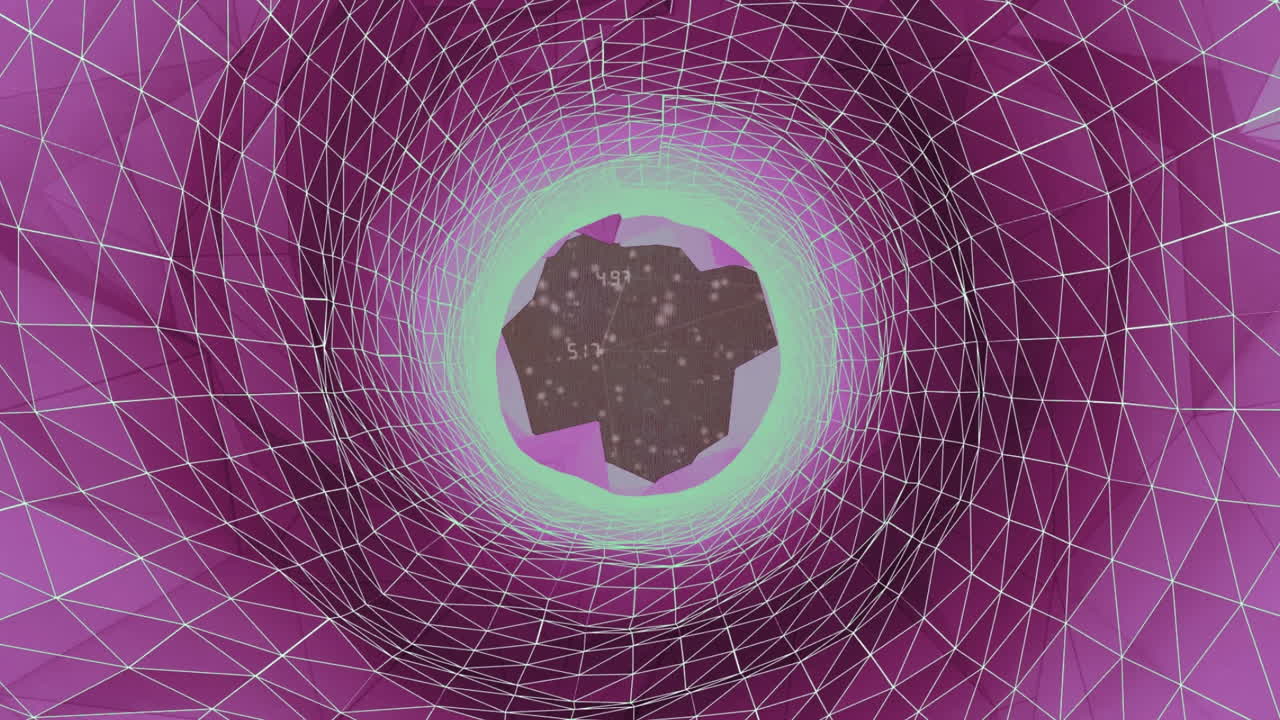 animación de la red de conexiones con iconos y formas sobre fondo negro