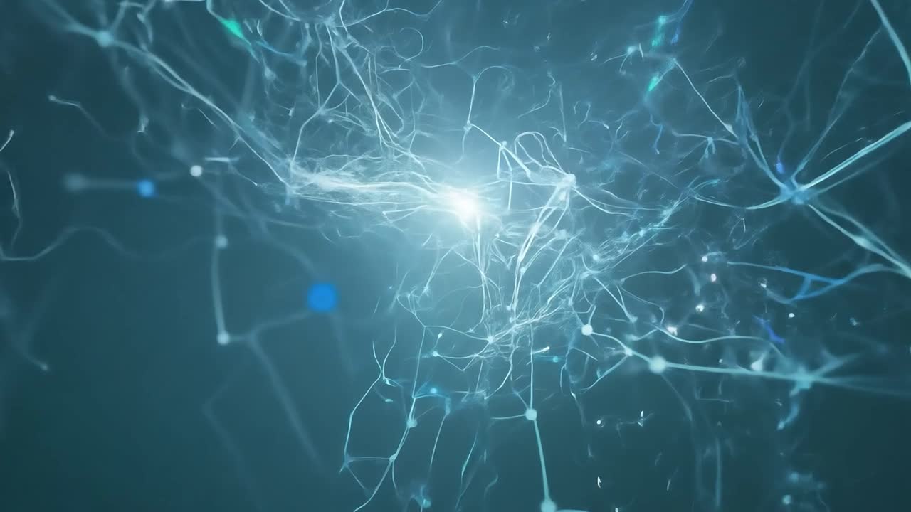 redes complejas pulsan mientras envían impulsos eléctricos, ilustrando la comunicación dinámica dentro de los sistemas biológicos