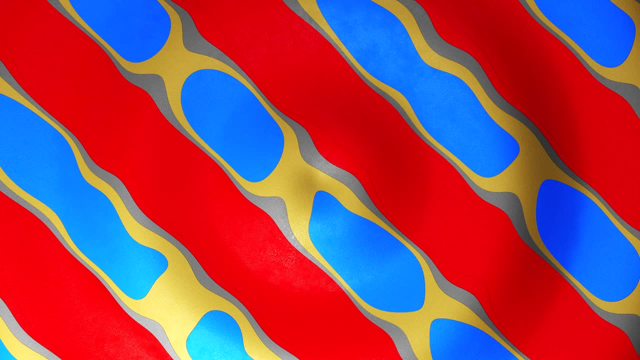 fondo abstracto de impresiones coloridas y superpuestas en tela roja. animación con bucles infinitos