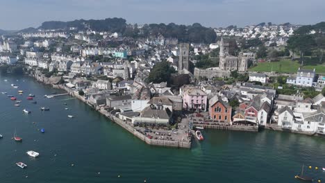 Waterfront-Fowey-Cornwall-Reino-Unido-Drone,antena