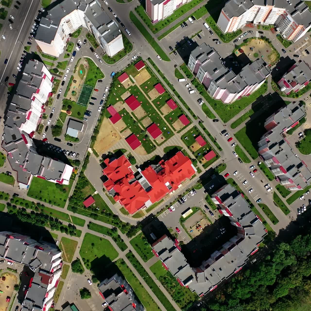 Drone view of city building block