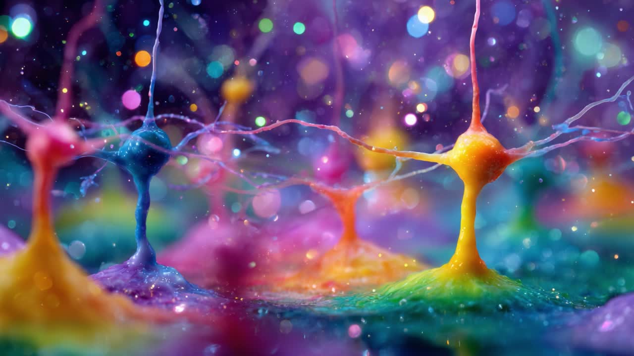 Vibrant Neural Connections: A Colorful Representation of Neurons and Synapses in a Hypothetical Microscopic Universe of Biological Activity