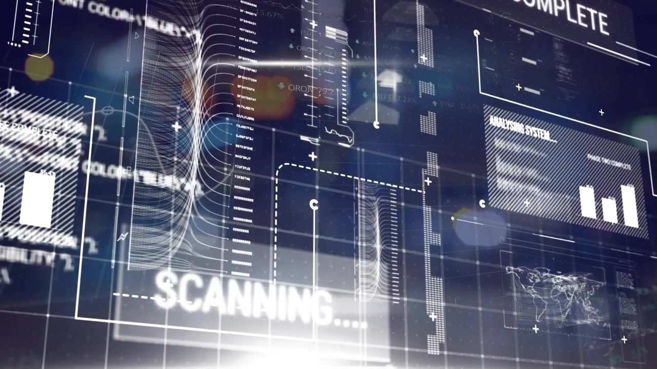 Animation depicts people walking at night with a graph interface on a green screen.
