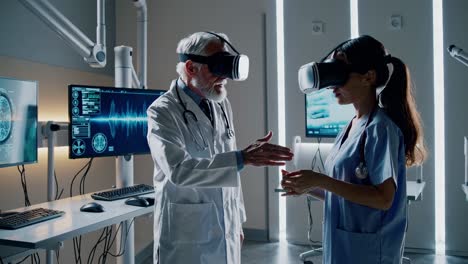 doctors using vr technology in a medical simulation