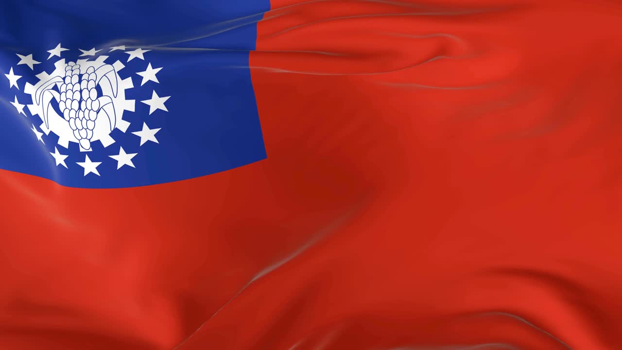 バックグラウンドとしてループ状の旗を振る ミャンマー ビルマ