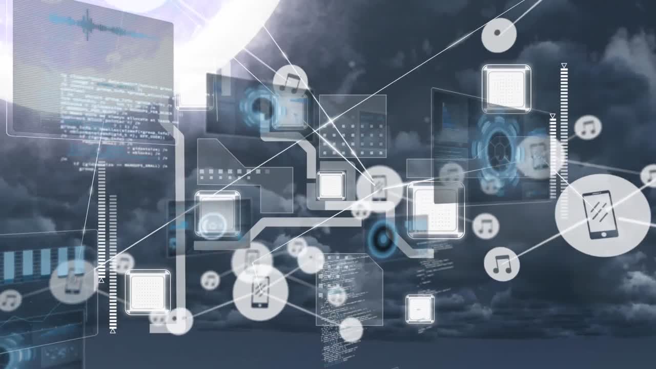 Animation of network of connections and network screens