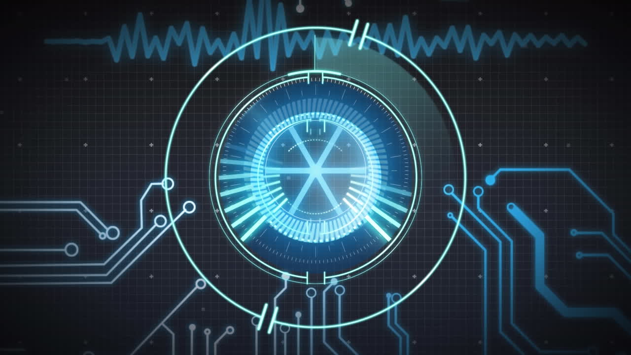 animación del escaneo de alcance sobre el procesamiento de datos y la red de conexiones