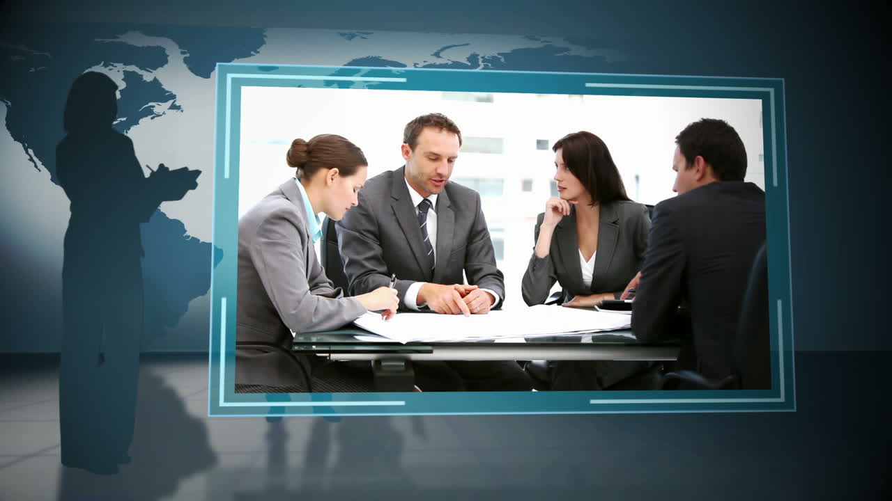 회의에서 사업가들의 애니메이션